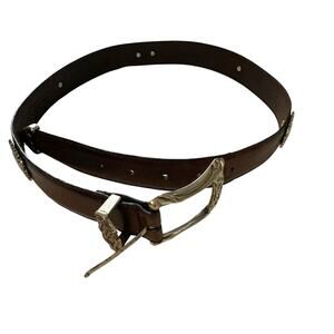 Vintage 90s Y2K Fossil Leather Belt 33 in long 1 in wide Western Boho Preppy